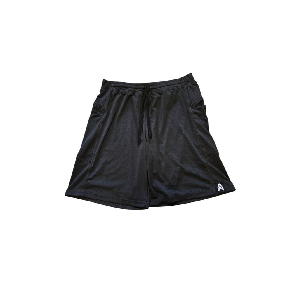 Men's black basketball shorts with pockets, size medium